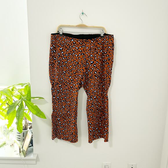 Maeve by Anthropologie Orange Animal Print Ponte Knit Flare Pants Size 1X - Picture 1 of 6